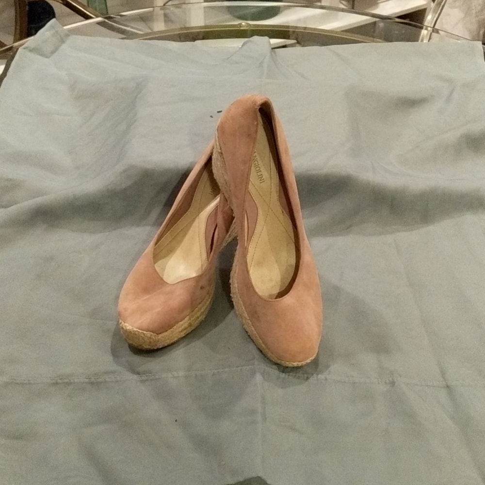 Leather Pink Wedges